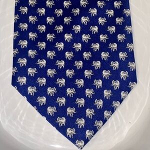 Mens 100% Silk Tie Navy/Gray Elephant Pattern Necktie Classic 3.75” Hand Made